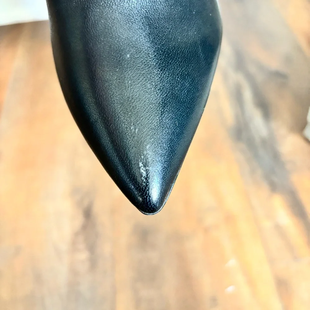 ALDO Women Size 7 Milann Pointed-Toe Tall 4” Stiletto Heel Black Leather Boots - Picture 12 of 12